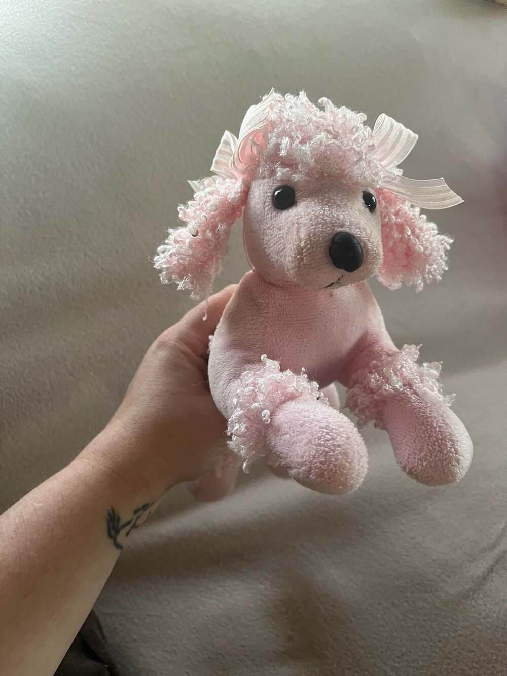 Calplush 2015 Pink Poodle Plush Toy with Ribbon Bow